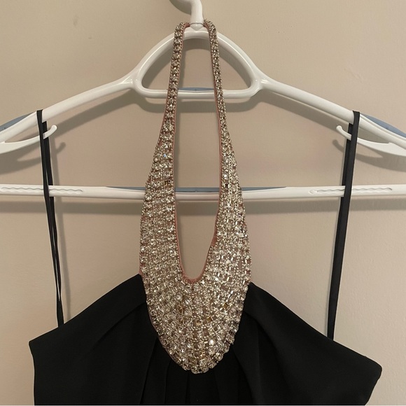 LM Collection strapless black knit dress with attached sequin “necklace “. - Picture 3 of 4